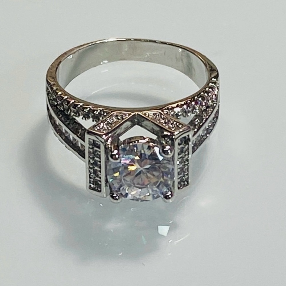 Lovely Cz Stainless  Steel Ring Size 7 & 7.5
